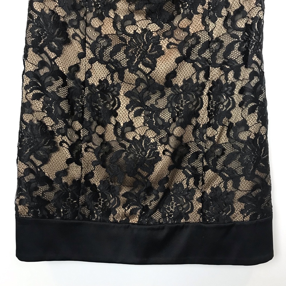 NEW! Bebe Black Lace Satin & Silk Overlay Mini Shift Dress - Picture 3 of 7